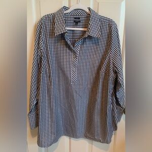 Talbots Navy and White Tunic French Cuff 20W